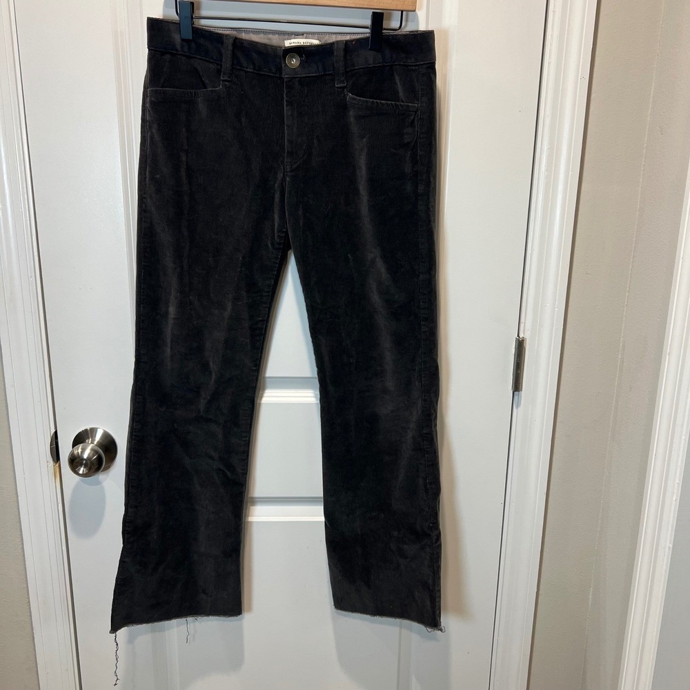 Banana Republic Womens Corduroy Pants Raw Hem Gray 28